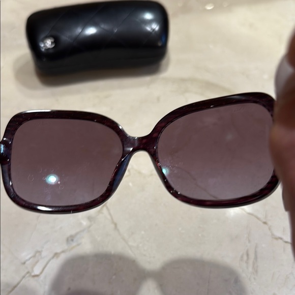 CHANEL Burgundy Oversized Sunglasses